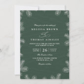 Minimalist Evergreen Rustic Modern QR Code Wedding 招待状 (正面)