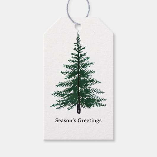 Minimalist Evergreen Tree Design Simple Hand-Draw ギフトタグ (正面)
