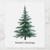 Minimalist Evergreen Tree Design Simple Hand-Draw ワインラベル (シングルラベル)