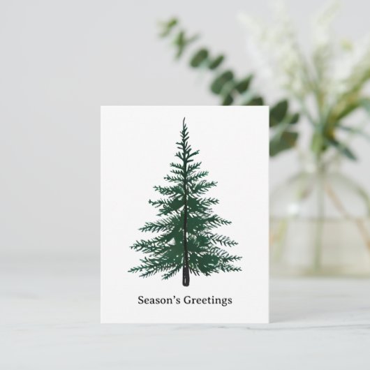 Minimalist Evergreen Tree Design Simple Hand-Draw 出欠カード (スタンド正面)