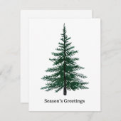 Minimalist Evergreen Tree Design Simple Hand-Draw 出欠カード (正面/裏面)