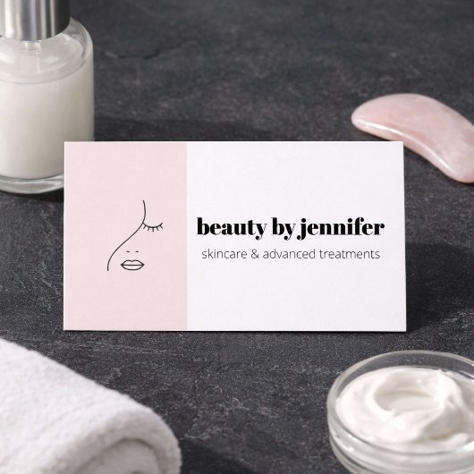 Minimalist Face Logo Esthetician Blush Pink 名刺