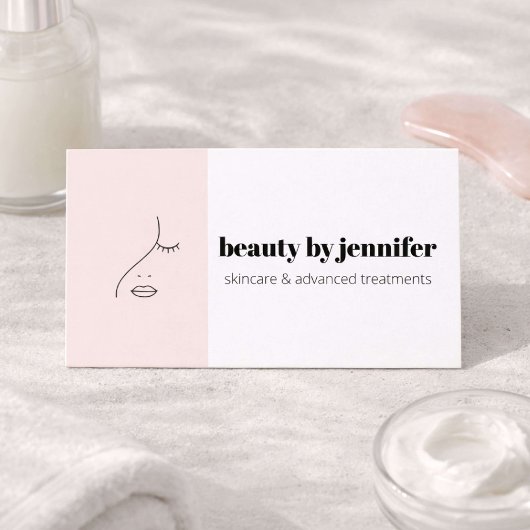 Minimalist Face Logo Esthetician Blush Pink 名刺