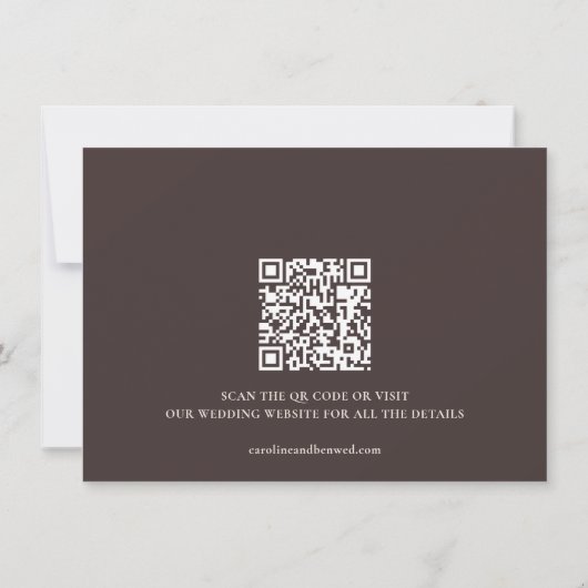 Minimalist Fall Brown Script Wedding QR Code セーブザデート (裏面)