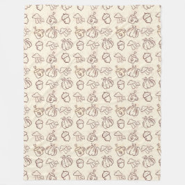 Minimalist Fall Harvest Doodle Fleece Blanket フリースブランケット