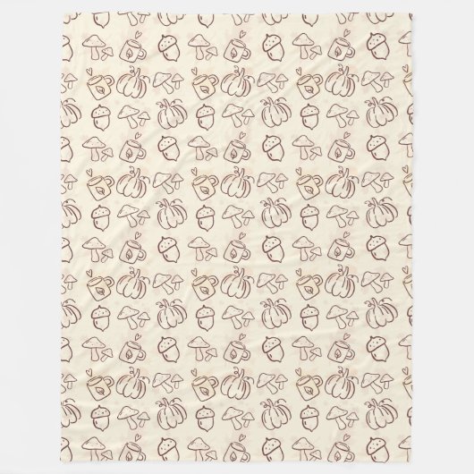 Minimalist Fall Harvest Doodle Fleece Blanket フリースブランケット (正面)