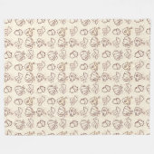 Minimalist Fall Harvest Doodle Fleece Blanket フリースブランケット (正面(横))