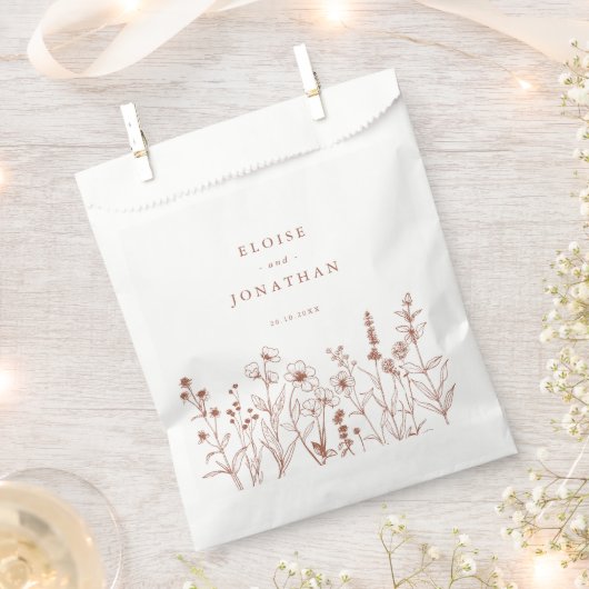 Minimalist fall Terracotta Wildflower Boho Wedding フェイバーバッグ (クリップ留めされた状態)