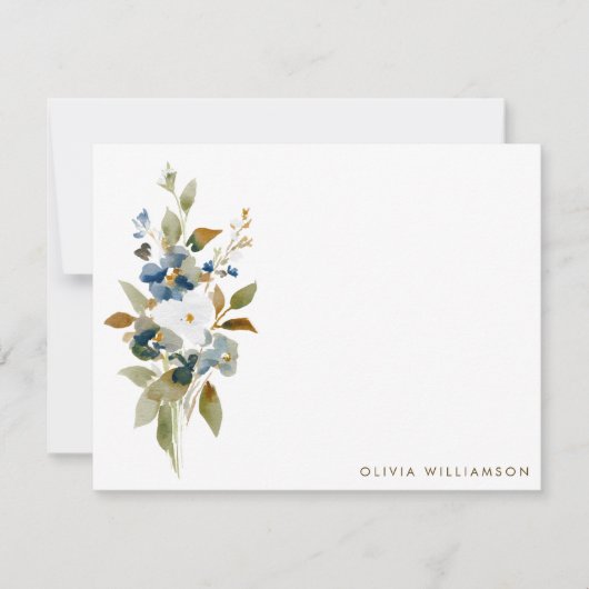 Minimalist Fall Wildflower Personalized Stationery ノートカード (正面)