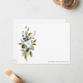 Minimalist Fall Wildflower Personalized Stationery ノートカード (正面/裏面インサイチュ)
