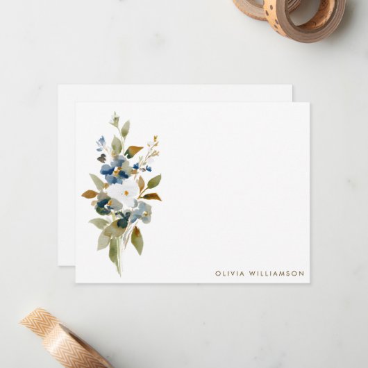 Minimalist Fall Wildflower Personalized Stationery ノートカード (正面/裏面インサイチュ)