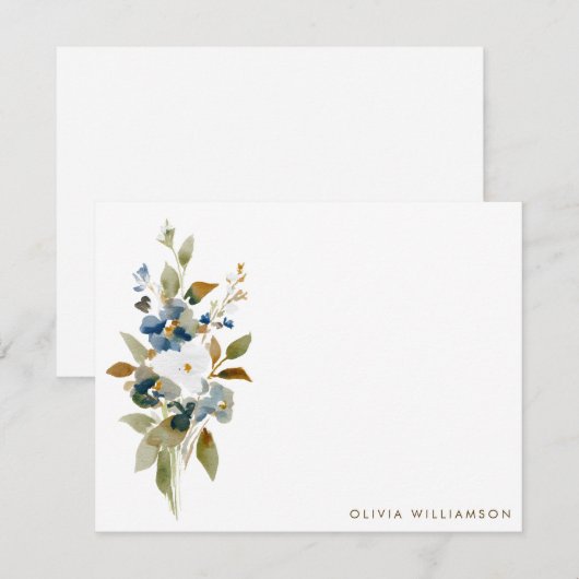 Minimalist Fall Wildflower Personalized Stationery ノートカード (正面/裏面)
