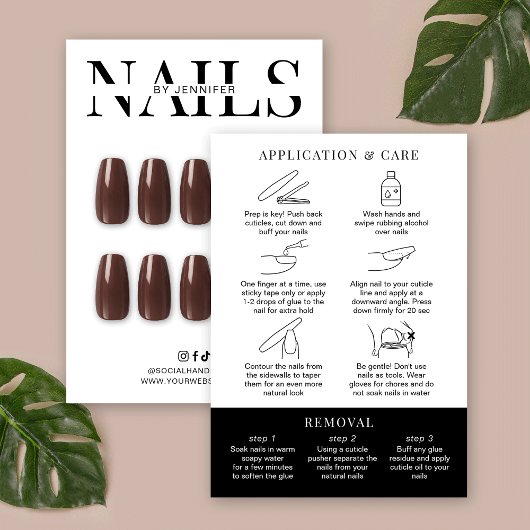 Minimalist False Nails Care Guide & Display Card