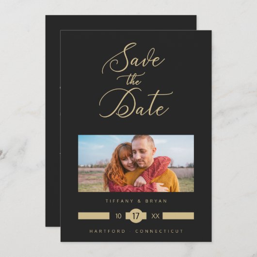 Minimalist Fancy Photo Golden Effect Typography (正面/裏面)