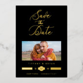 Minimalist Fancy Photo Real Gold Effect Typography 箔招待状 (正面)