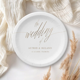Minimalist Faux Gold Calligraphy the Wedding of ペーパープレート