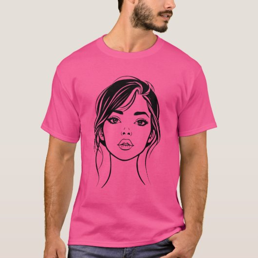 Minimalist Female Face Line Art Portrait Tシャツ (正面)