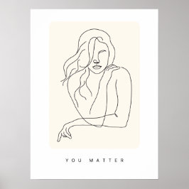 Minimalist Female Line Art Poster | Abstract Woman ポスター