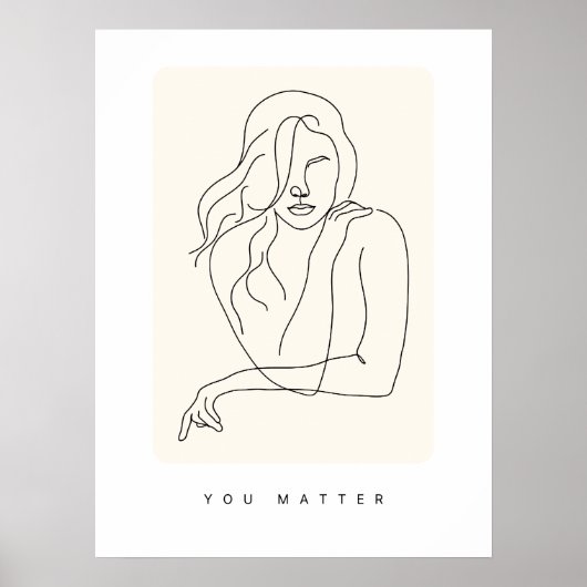 Minimalist Female Line Art Poster | Abstract Woman ポスター (正面)