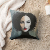 Minimalist Feminine Portrait Painting クッション (ブランケット)