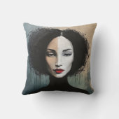 Minimalist Feminine Portrait Painting クッション (裏面)