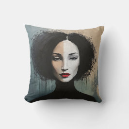 Minimalist Feminine Portrait Painting クッション
