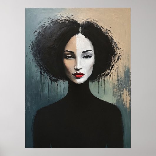 Minimalist Feminine Portrait Painting ポスター (正面)