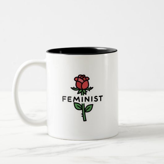 Minimalist Feminist Rose Two-Tone Coffee Mug ツートーンマグカップ (左)