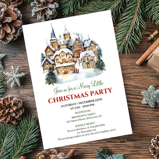 Minimalist festive city Christmas party invitation 招待状