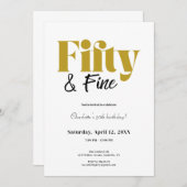 Minimalist Fifty & Fine 50th Birthday 招待状 (正面/裏面)