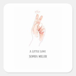 Minimalist Finger Heart Baby Shower Sticker スクエアシール