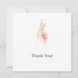 Minimalist Finger Heart Watercolor Baby Shower T サンキューカード