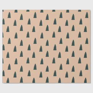 Minimalist fir tree pattern with beige background ラッピングペーパー