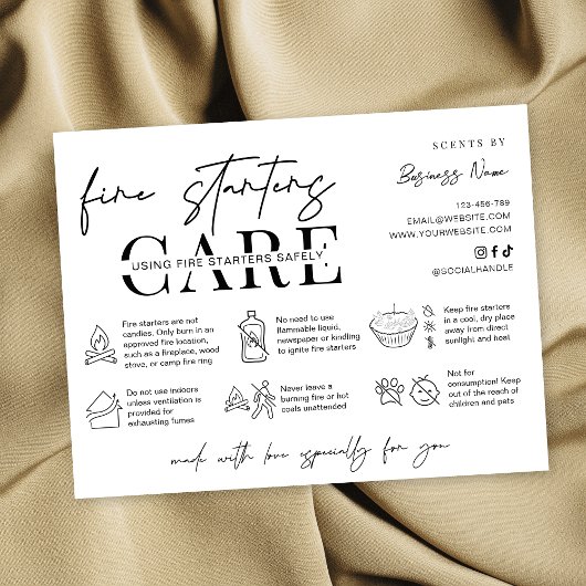 Minimalist Fire Starters Warning Instructions Card サンキューカード