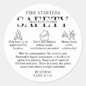 Minimalist Fire Starters Warning Label Black White ラウンドシール (正面)