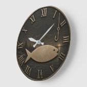 Minimalist Fishing Rustic Fisherman Cabin Gift ラージ壁時計 (傾斜)