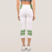 Minimalist, Five Green Retro Stripes, Text White カプリレギンス (裏面)