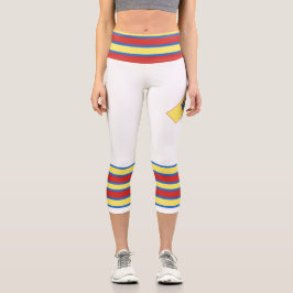 Minimalist, Five Retro Stripes, Blue Red Yellow on カプリレギンス