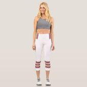 Minimalist, Five Retro Stripes, Text on White カプリレギンス (正面)