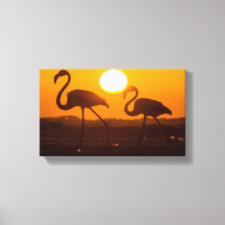 Minimalist Flamingo Silhouette Sunset キャンバスプリント