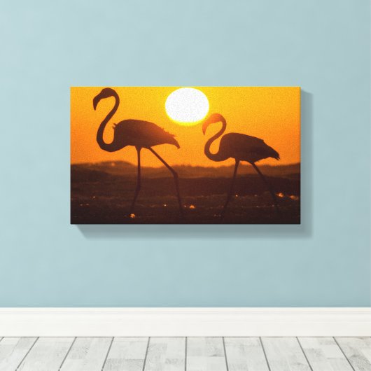 Minimalist Flamingo Silhouette Sunset  キャンバスプリント (インサイチュ (ウッドフロア))