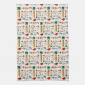 Minimalist flat vector kitchenware and baguettes キッチンタオル (縦)