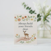 Minimalist Floral Always Hold Your Friends Dear  シーズンポストカード (スタンド正面)