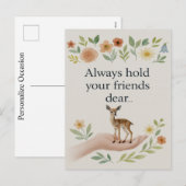 Minimalist Floral Always Hold Your Friends Dear  シーズンポストカード (正面/裏面)
