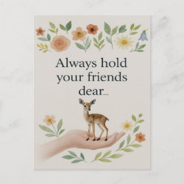 Minimalist Floral Always Hold Your Friends Dear  シーズンポストカード
