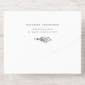 Minimalist Floral Bouquet Line Art Wedding オールインワン招待状 (背面)