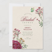 Minimalist floral bridal shower 招待状 (正面)