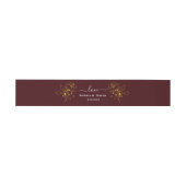 Minimalist Floral Deep Burgundy Monogram Wedding 招待状ベリーバンド (フラット)
