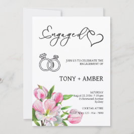 Minimalist Floral Engagement Invitation 招待状