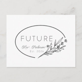 Minimalist Floral Future Mrs. Est 2026 Wedding Ann 案内ポストカード
